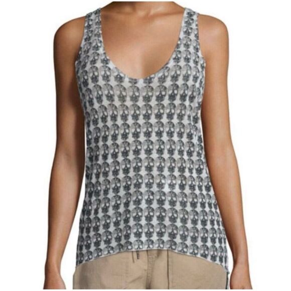 Zadig & Voltaire Tops - Zadig & Voltaire Skull Knit Tank Top Gray White, Size Small
